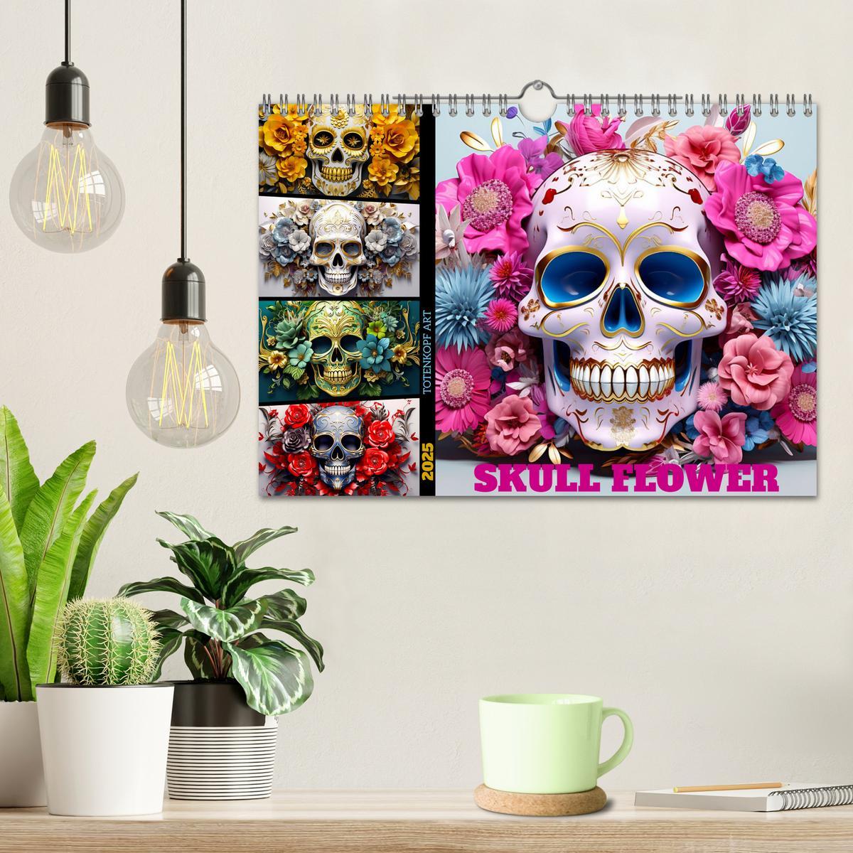 Bild: 9783383854507 | Skull Flower - Totenkopf ART (Wandkalender 2025 DIN A4 quer),...