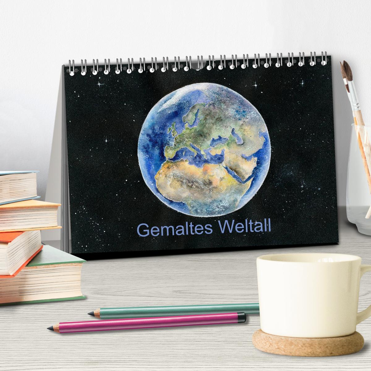 Bild: 9783435273867 | Gemaltes Weltall (Tischkalender 2025 DIN A5 quer), CALVENDO...