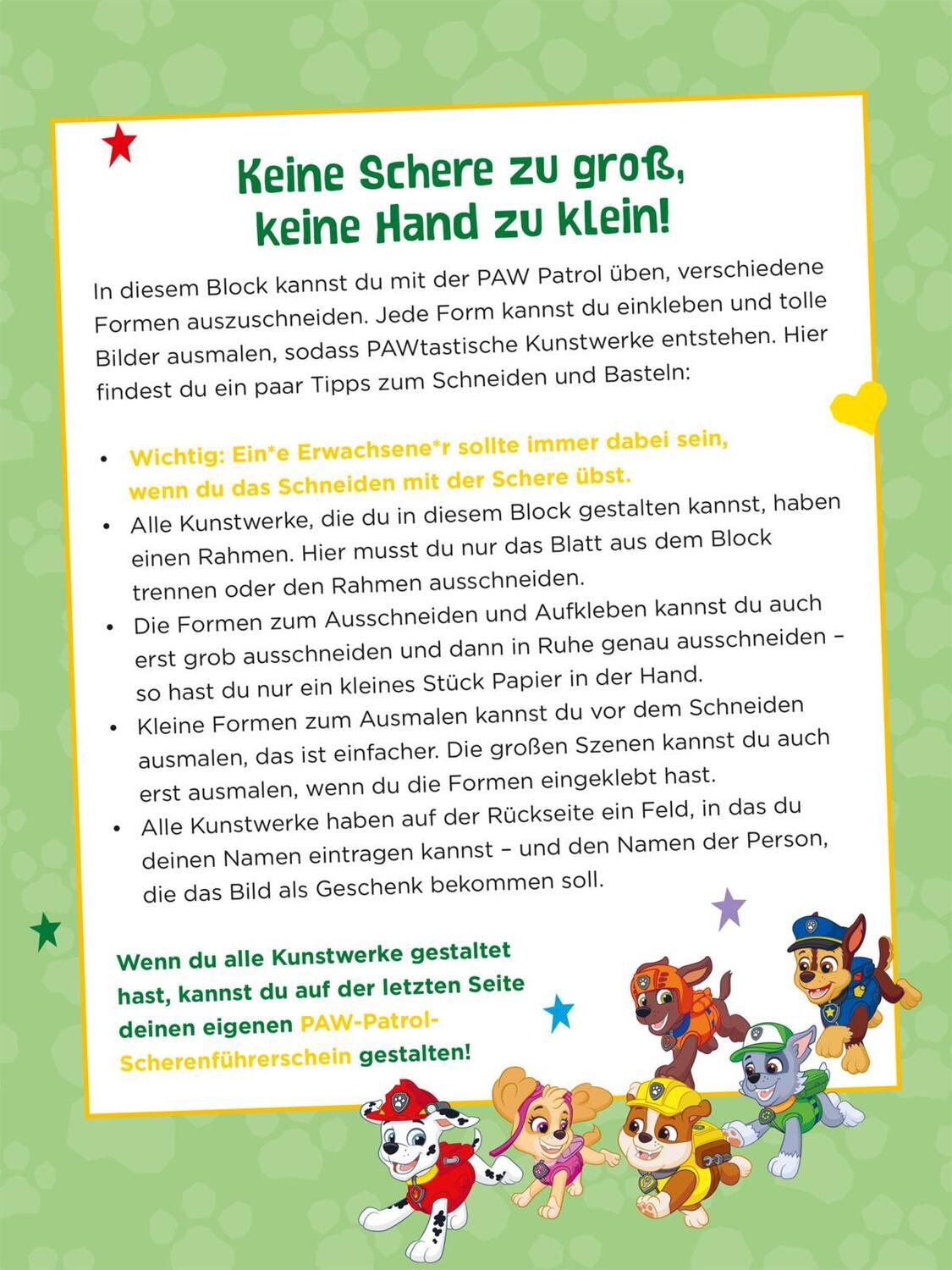 Bild: 9783845122403 | PAW Patrol: Große Helden - Kleine Künstler: Mein erster Mitmachblock