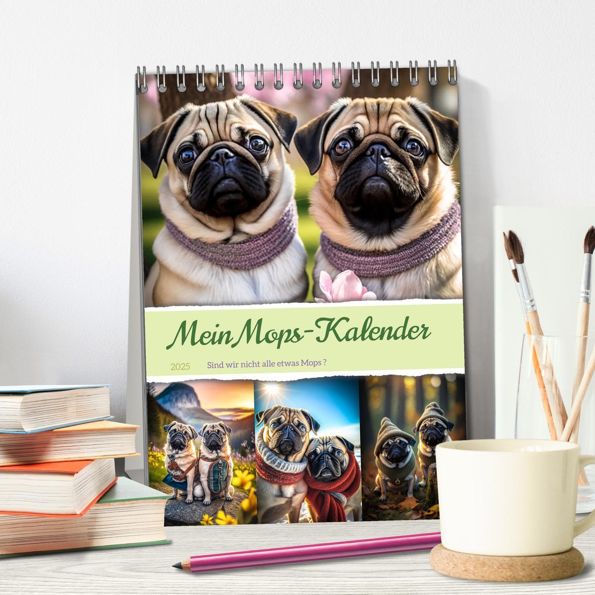 Bild: 9783435876020 | Mein Mops-Kalender (Tischkalender 2025 DIN A5 hoch), CALVENDO...