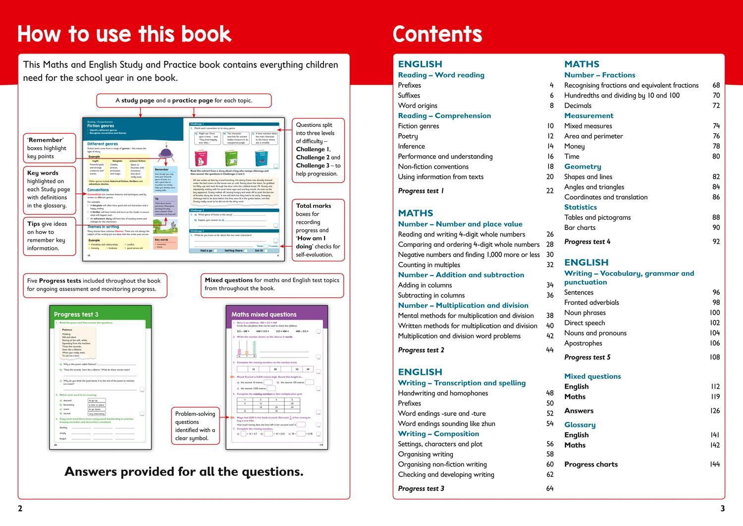 Bild: 9780008398804 | Year 4 Maths and English KS2 Targeted Study &amp; Practice Book | Ks2