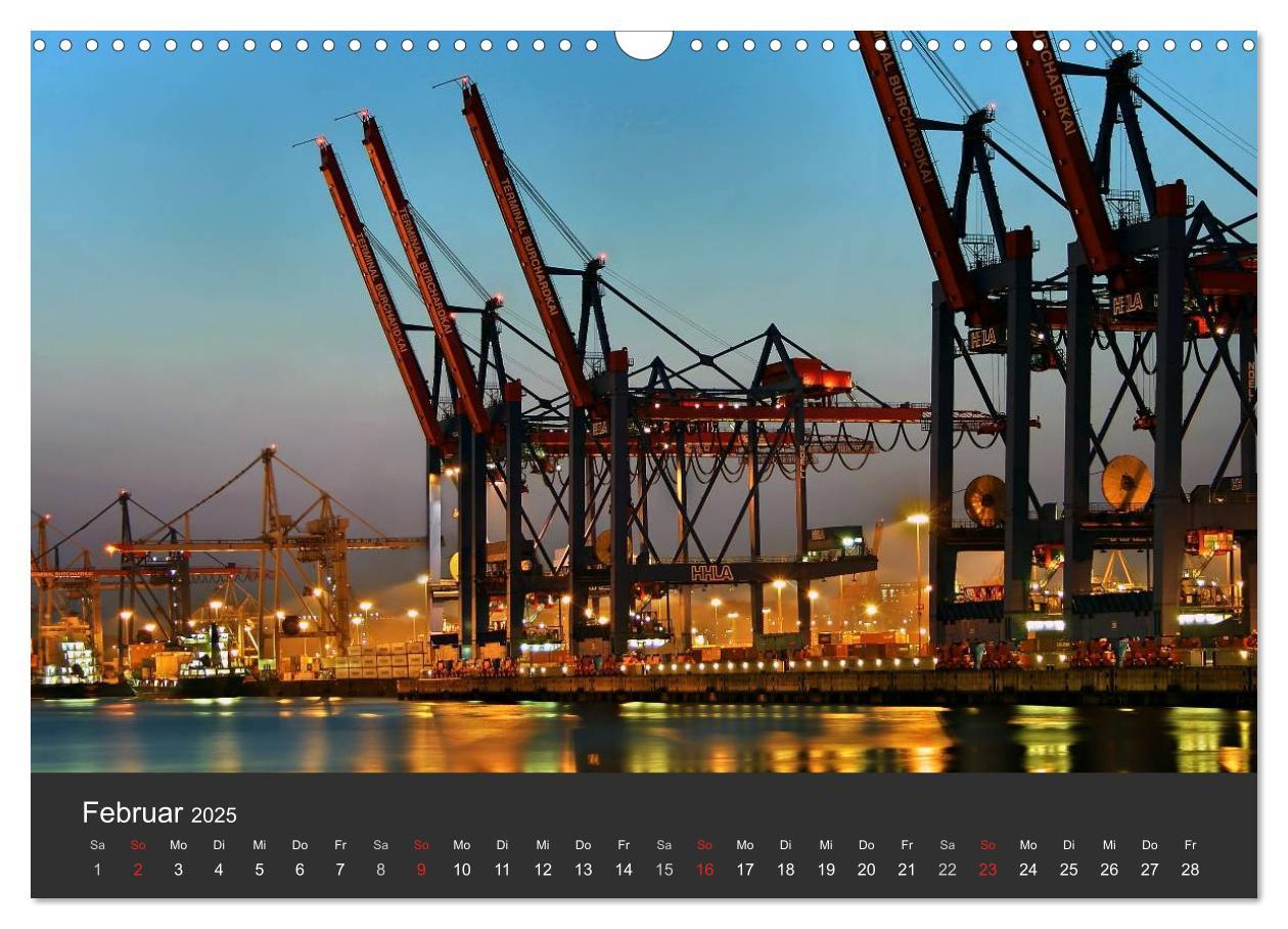 Bild: 9783435762460 | Hamburger Hafen bei Nacht (Wandkalender 2025 DIN A3 quer), CALVENDO...