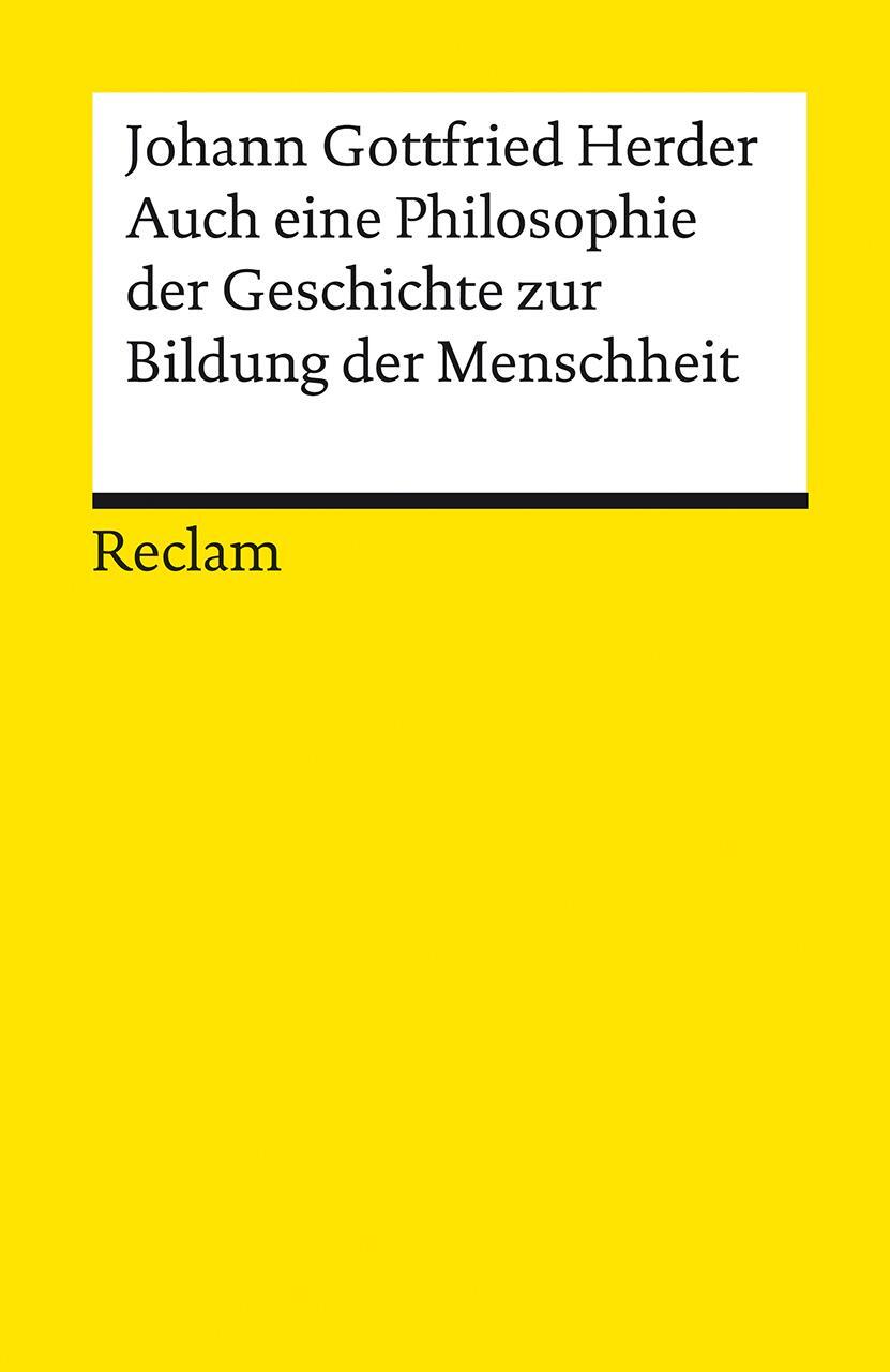 Cover: 9783150142219 | Auch eine Philosophie der Geschichte zur Bildung der Menschheit | Buch