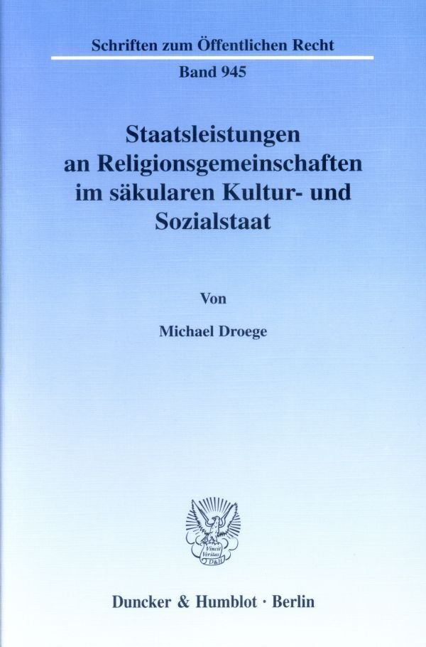 Cover: 9783428112906 | Staatsleistungen an Religionsgemeinschaften im säkularen Kultur-...