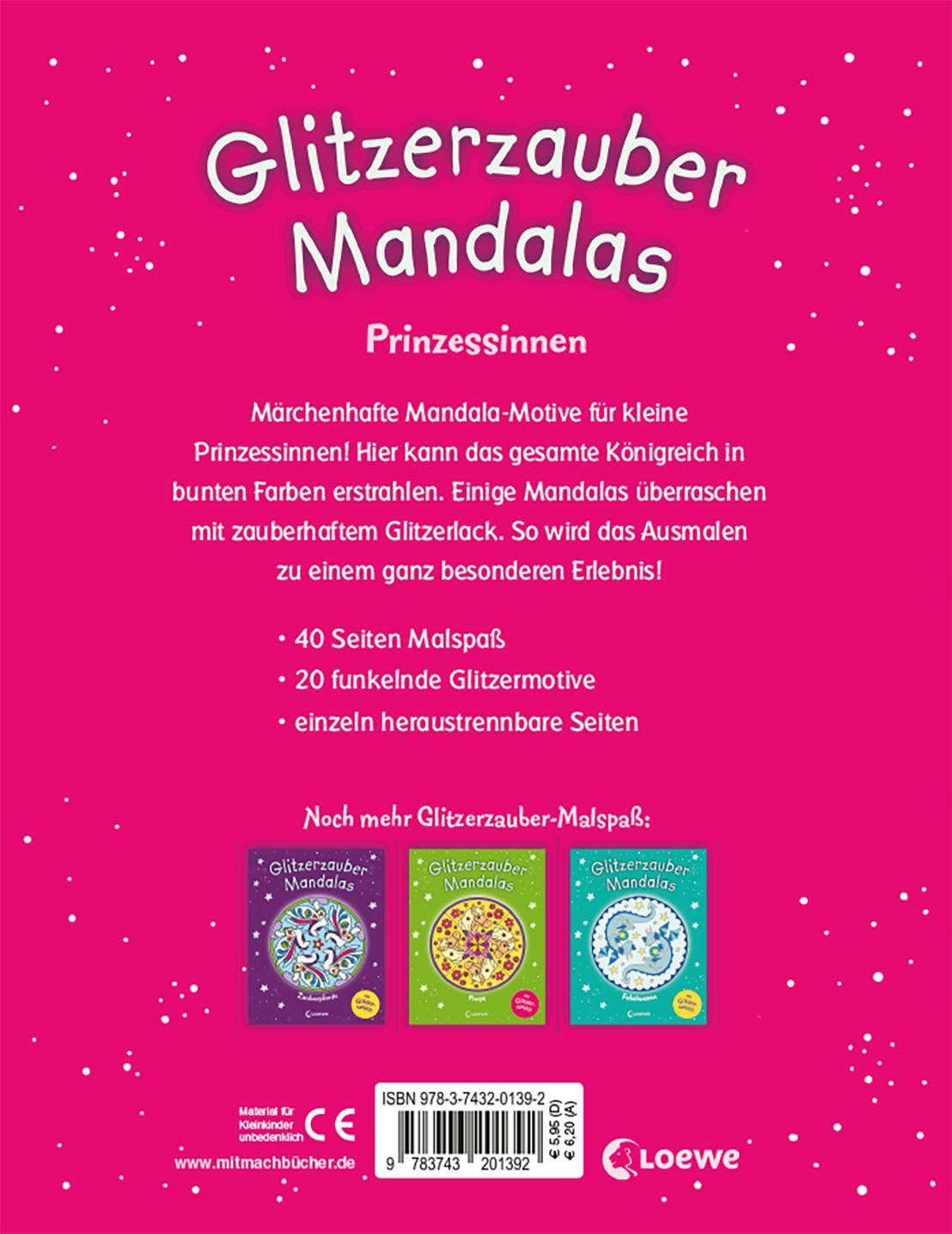 Rückseite: 9783743201392 | Glitzerzauber-Mandalas - Prinzessinnen | Loewe Kreativ | Taschenbuch