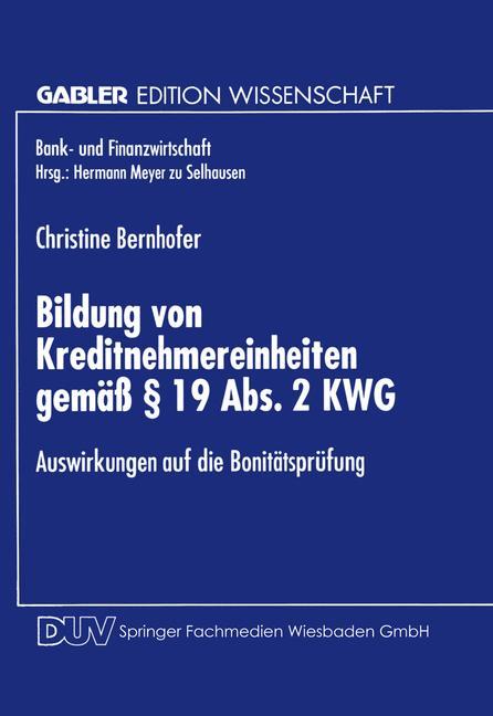 Cover: 9783824466313 | Bildung von Kreditnehmereinheiten gemäß § 19 Abs. 2 KWG | Bernhofer