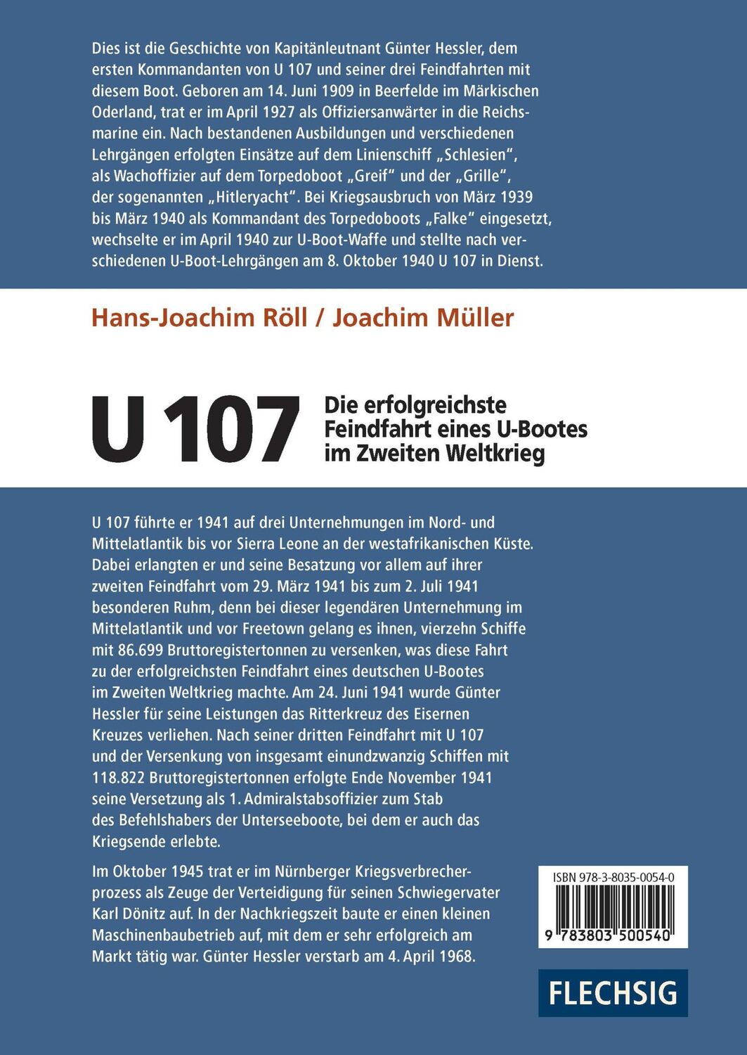 Rückseite: 9783803500540 | U 107 - Die erfolgreichste Feindfahrt eines U-Bootes im Zweiten...