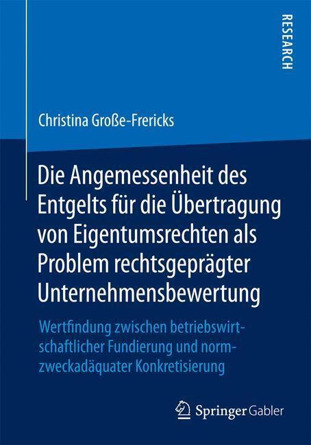 Cover: 9783658080990 | Die Angemessenheit des Entgelts für die Übertragung von...