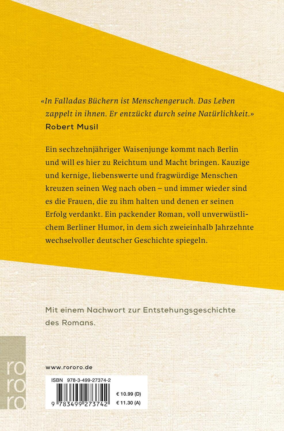 Rückseite: 9783499273742 | Ein Mann will nach oben | Die Frauen und der Träumer | Hans Fallada