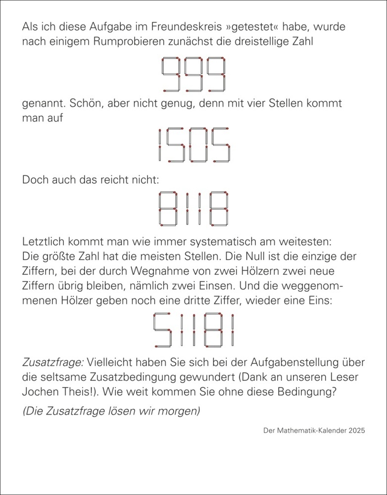 Bild: 9783840034466 | Der Mathematik-Kalender Tagesabreißkalender 2025 - Nachts teile ich...