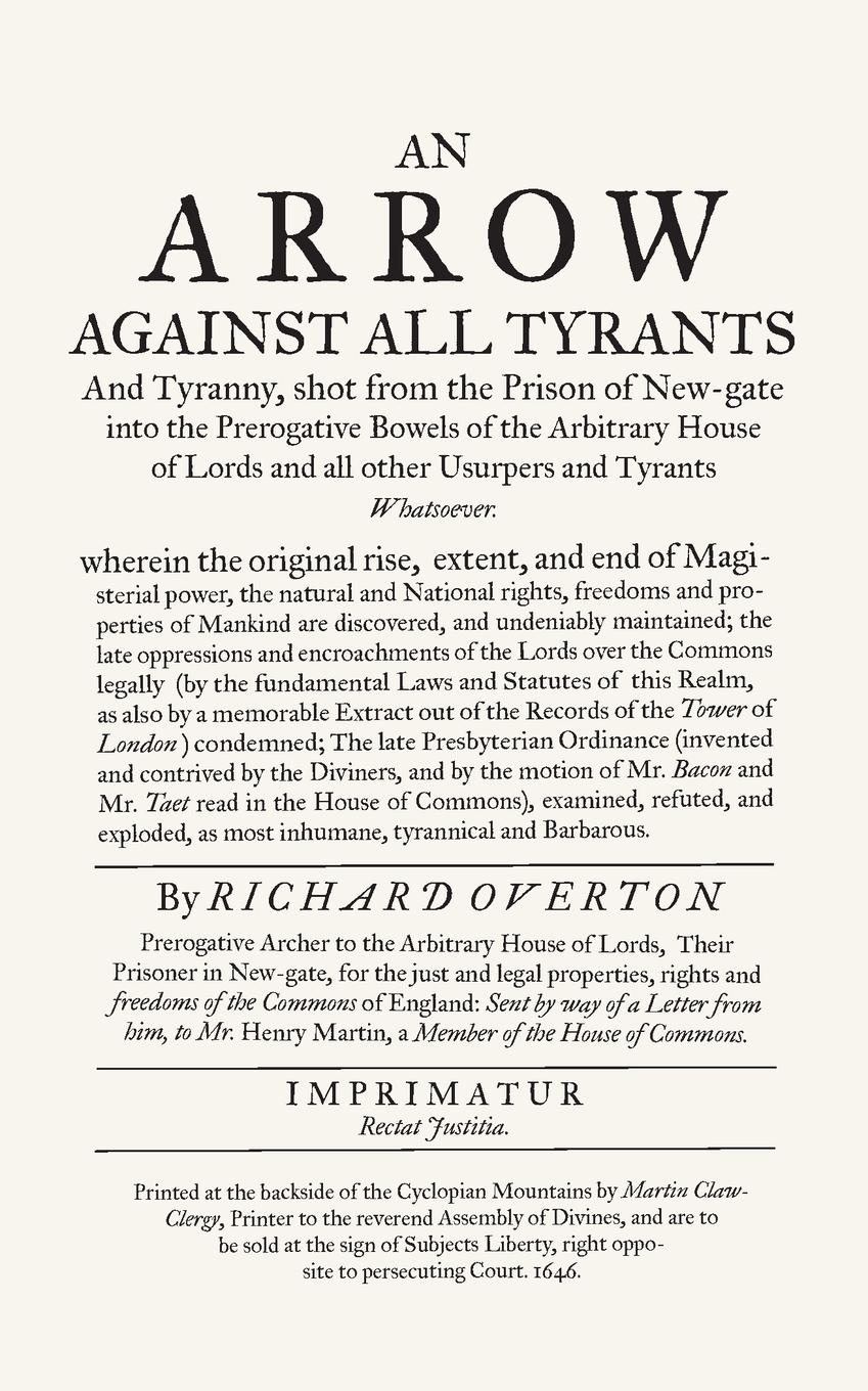 Cover: 9781912454570 | An Arrow Against All Tyrants | Richard Overton (u. a.) | Taschenbuch