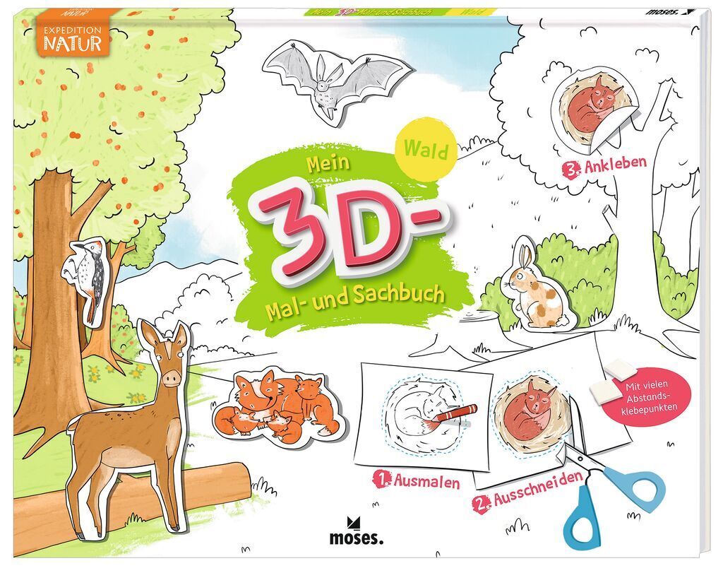 Cover: 9783964551764 | Mein 3D Mal- und Sachbuch - Wald | Annette Maas (u. a.) | Taschenbuch