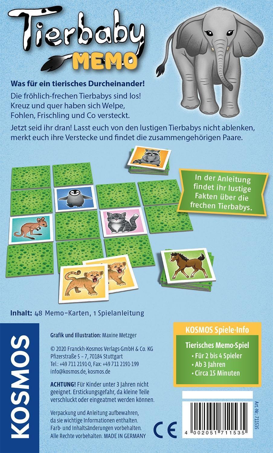 Bild: 4002051711535 | Tierbaby-Memo | Mitbringspiel | Spiel | Deutsch | 2020 | Kosmos