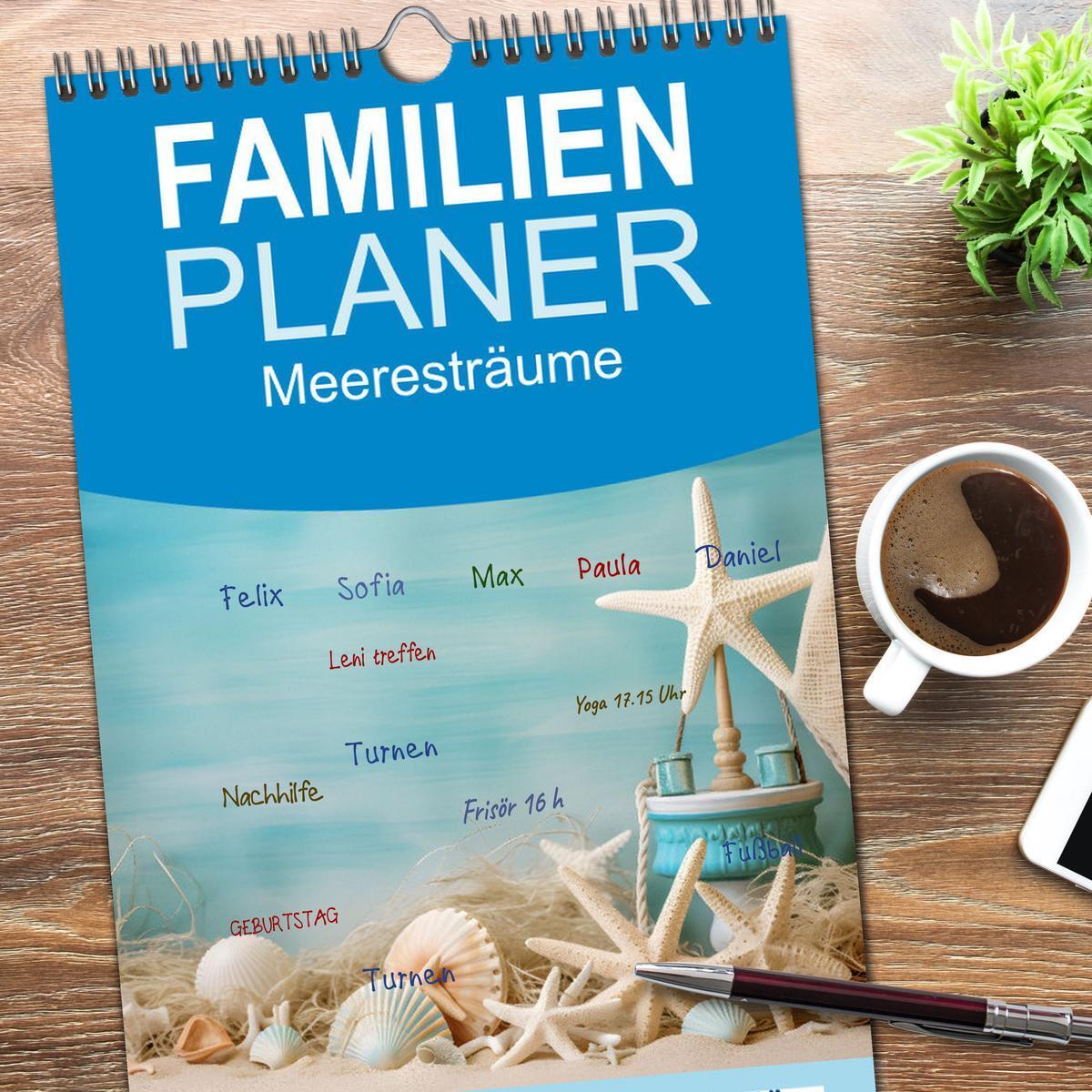 Bild: 9783457090787 | Familienplaner 2025 - Meeresträume mit 5 Spalten (Wandkalender, 21...