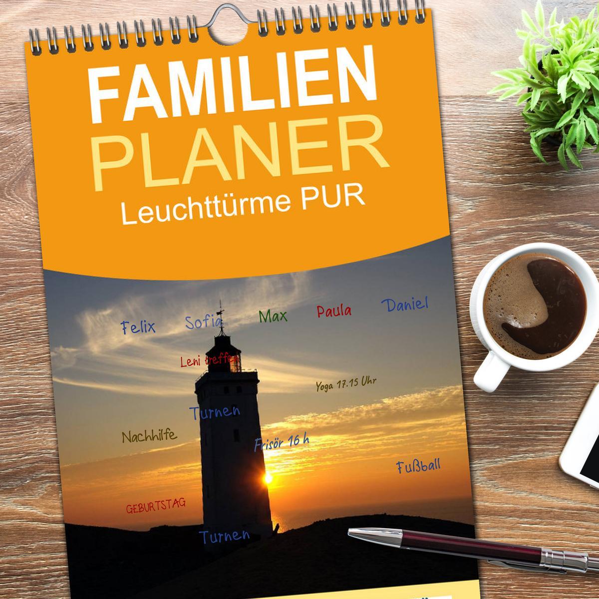 Bild: 9783457122549 | Familienplaner 2025 - Leuchttürme PUR mit 5 Spalten (Wandkalender,...