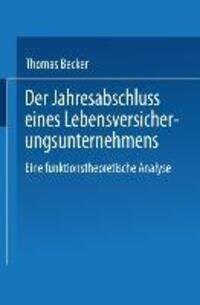 Cover: 9783824469208 | Der Jahresabschluss eines Lebensversicherungsunternehmens | Becker