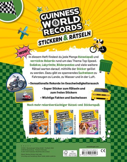 Bild: 9783473489527 | Guinness World Records Stickern und Rätseln: Top Speed | Eddi Adler