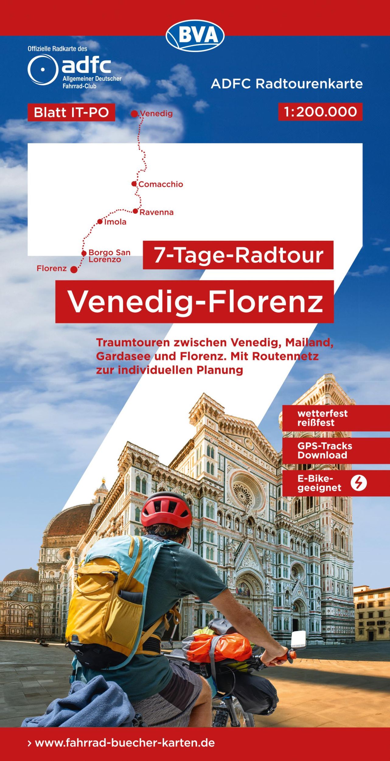 Cover: 9783969902455 | ADFC-Radtourenkarte IT-PO 7-Tage-Radtour Venedig-Florenz,...