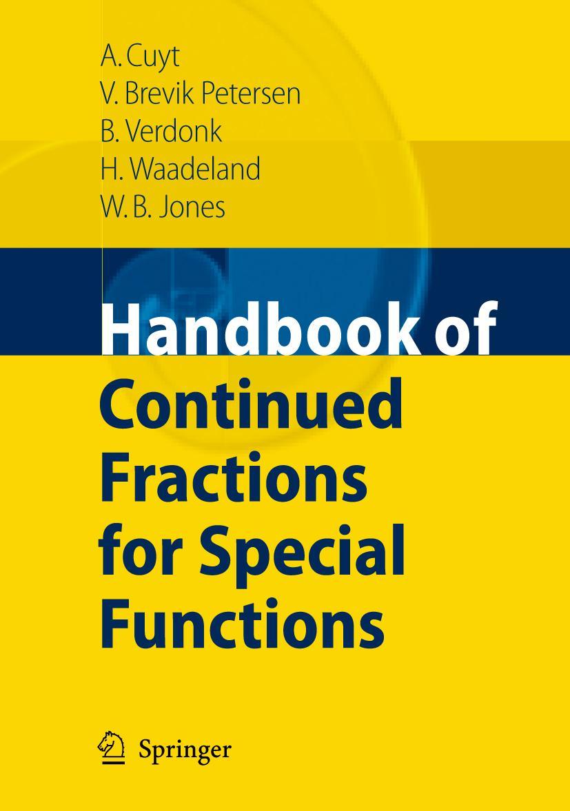 Cover: 9789048177752 | Handbook of Continued Fractions for Special Functions | Taschenbuch