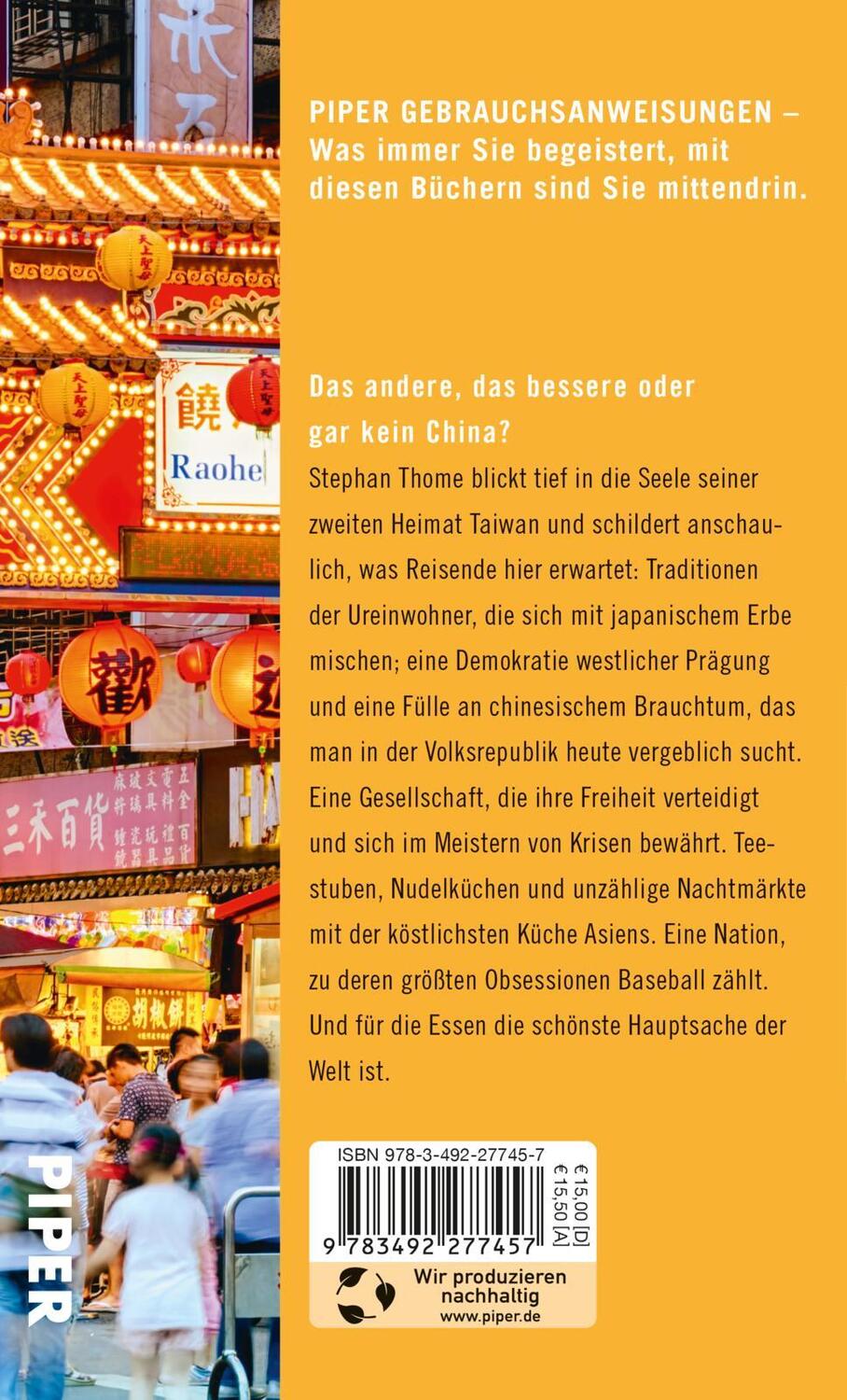 Rückseite: 9783492277457 | Gebrauchsanweisung für Taiwan | Stephan Thome | Taschenbuch | 224 S.