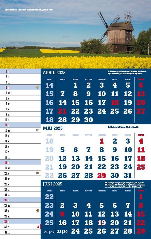 Bild: 9783957561374 | Drei-Monatskalender Sachsen 2025 | Jörg Neubert | Kalender | Deutsch