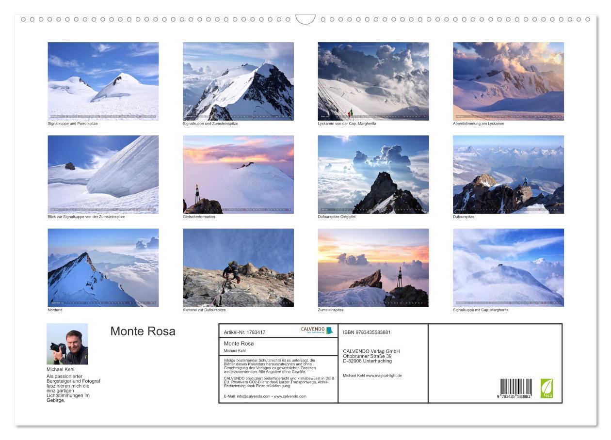 Bild: 9783435583881 | Monte Rosa (Wandkalender 2025 DIN A2 quer), CALVENDO Monatskalender