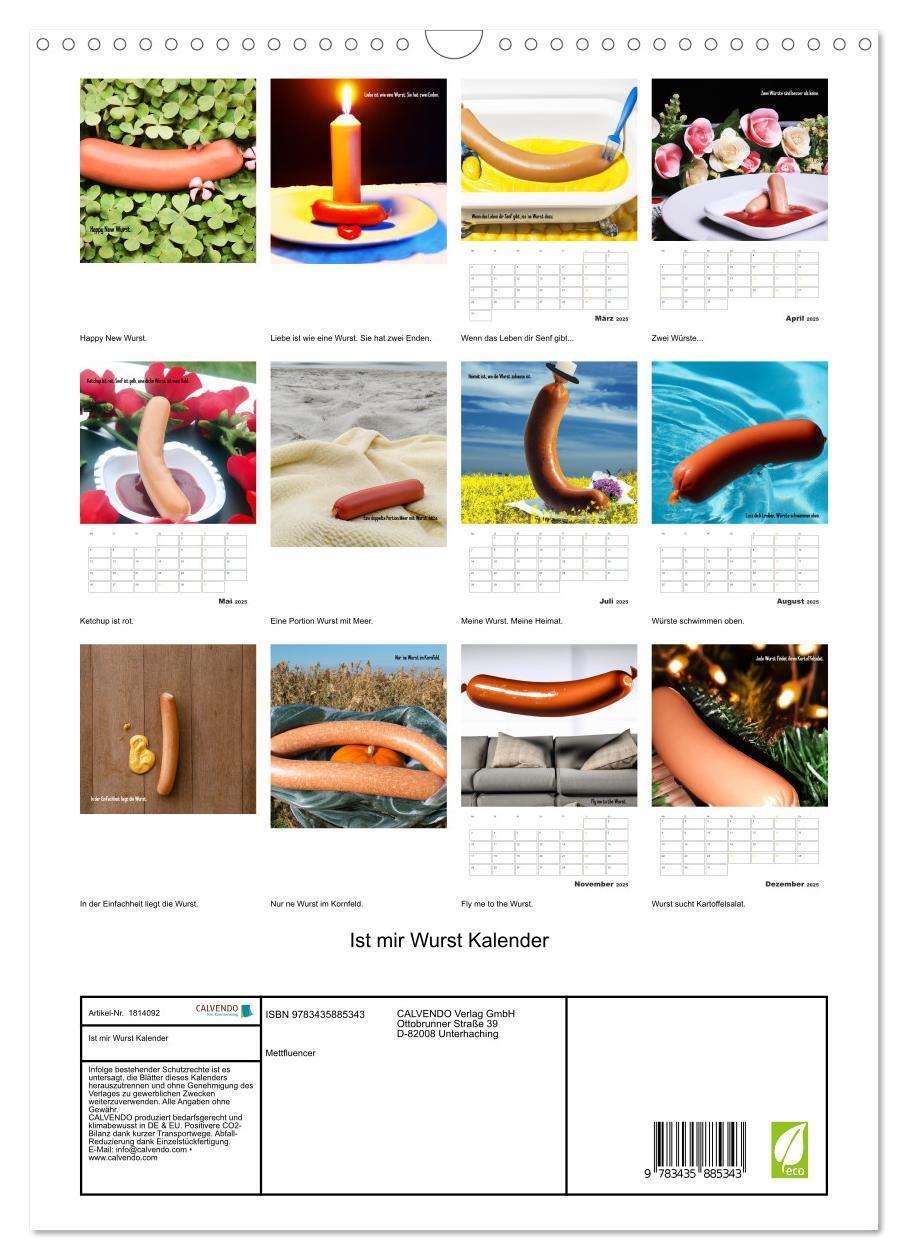 Bild: 9783435885343 | Ist mir Wurst Kalender (Wandkalender 2025 DIN A3 hoch), CALVENDO...