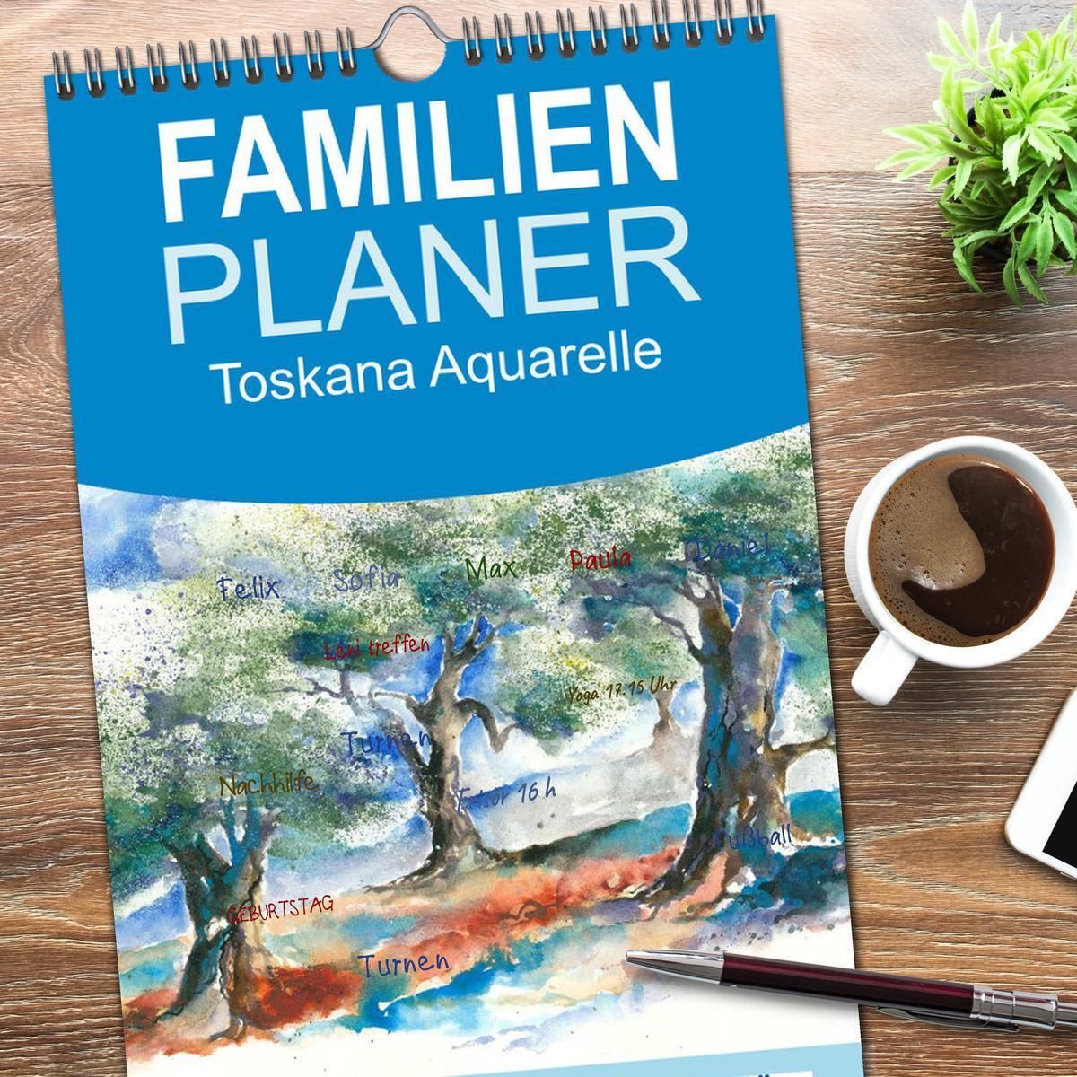 Bild: 9783457121061 | Familienplaner 2025 - Toskana Aquarelle mit 5 Spalten...