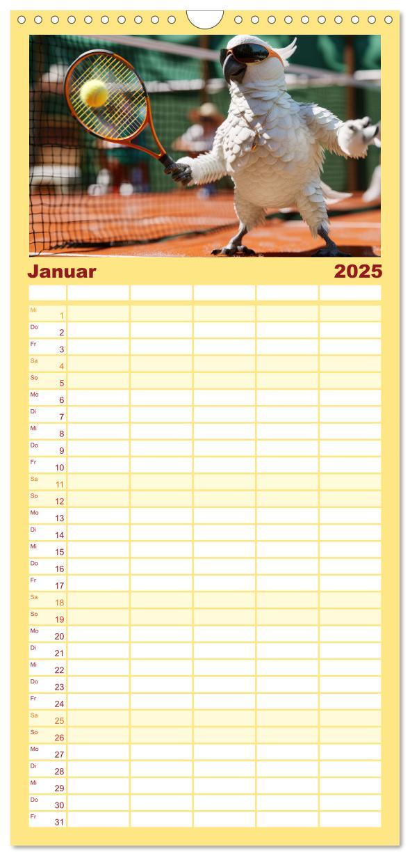 Bild: 9783457191767 | Familienplaner 2025 - Der tierisch lustige Tennis-Kalender mit 5...