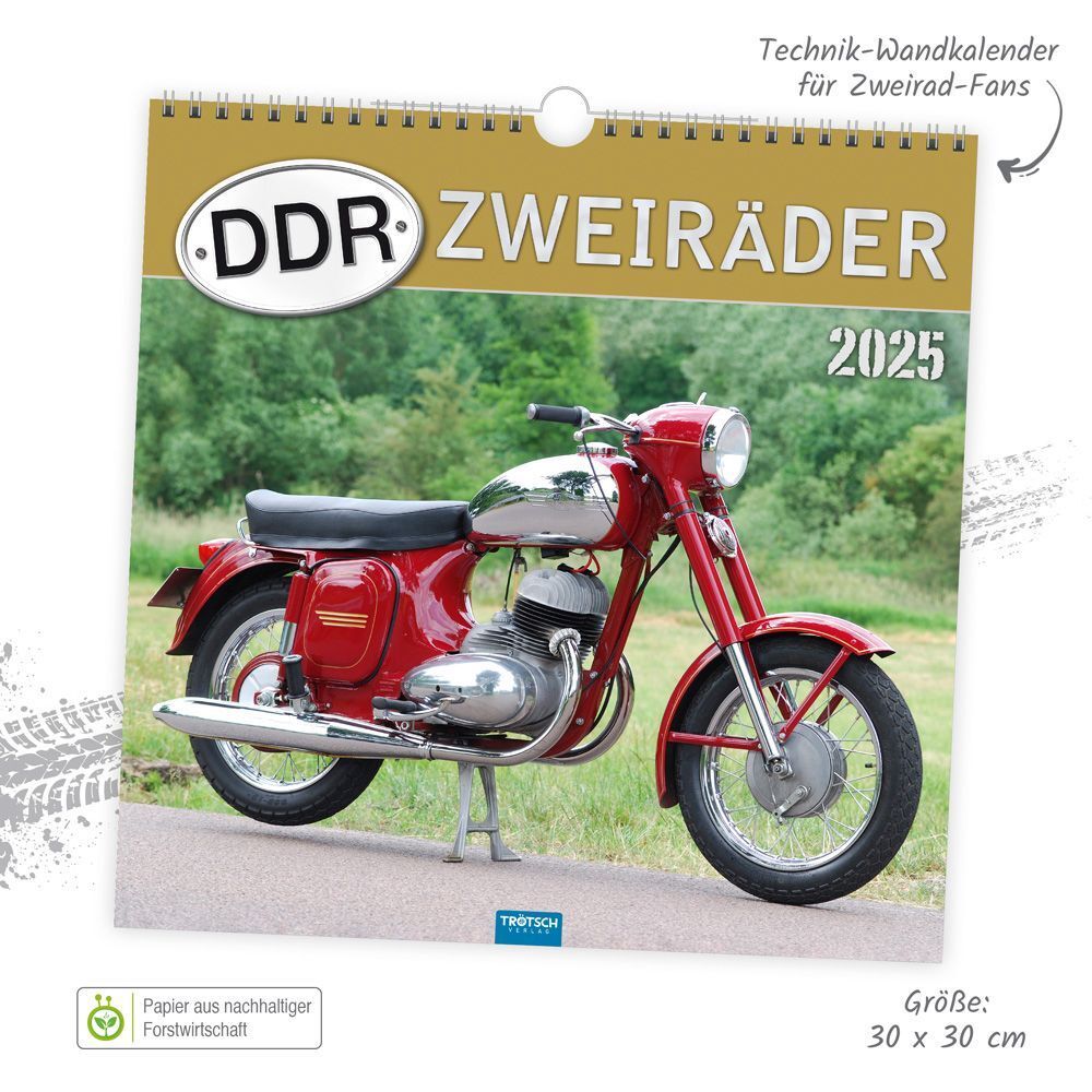 Bild: 9783988022622 | Trötsch Technikkalender DDR-Zweiräder 2025 | &amp;amp (u. a.) | Kalender