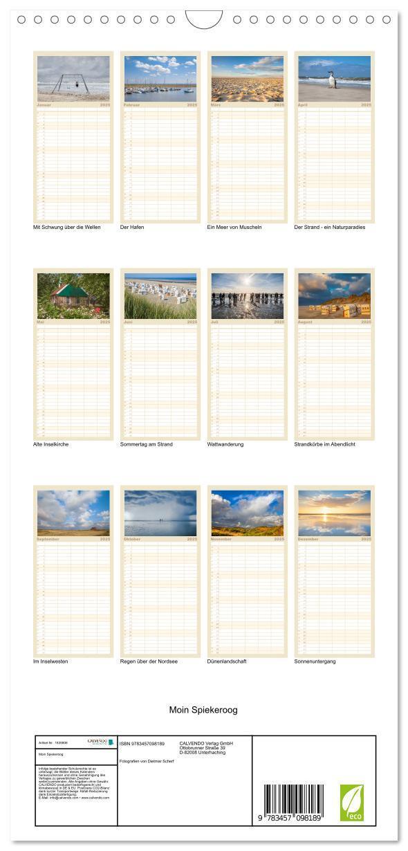 Bild: 9783457098189 | Familienplaner 2025 - Moin Spiekeroog mit 5 Spalten (Wandkalender,...