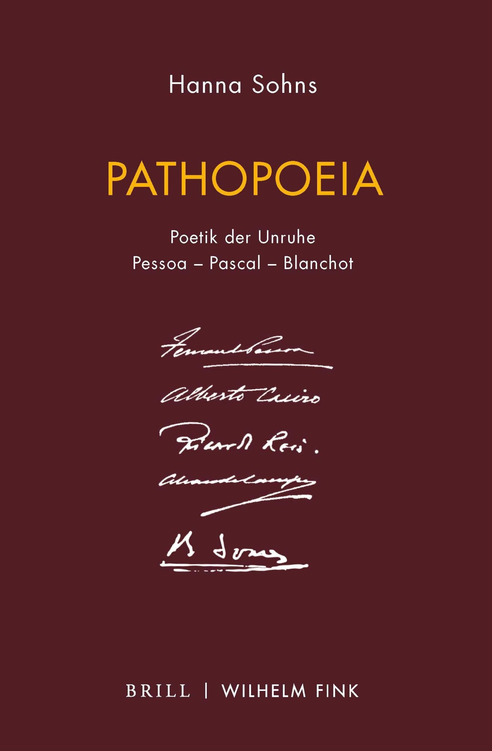 Cover: 9783770565535 | Pathopoeia | Poetik der Unruhe. Pessoa - Pascal - Blanchot | Sohns