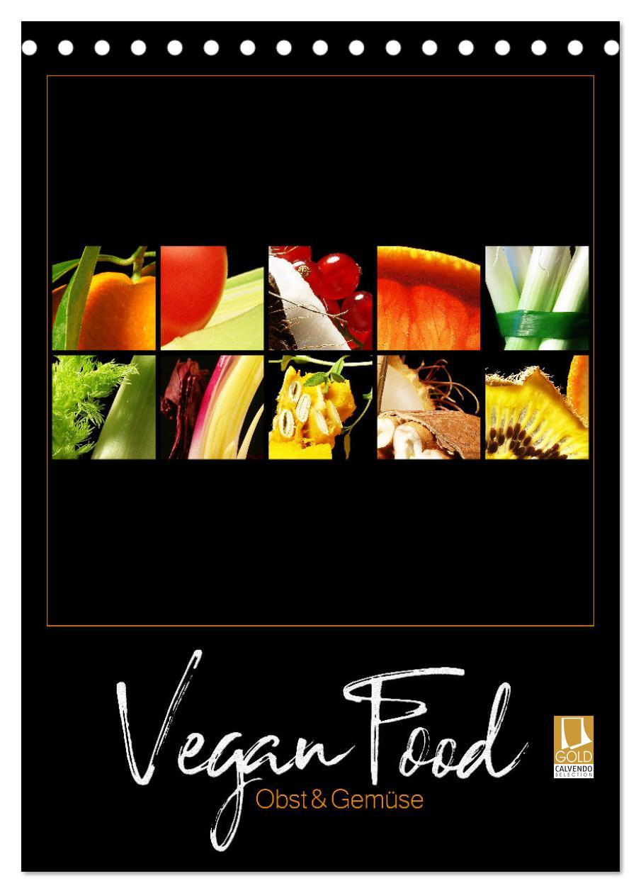 Cover: 9783435924707 | Vegan Food Kalender ¿ Obst und Gemüse auf Schwarz (Tischkalender...