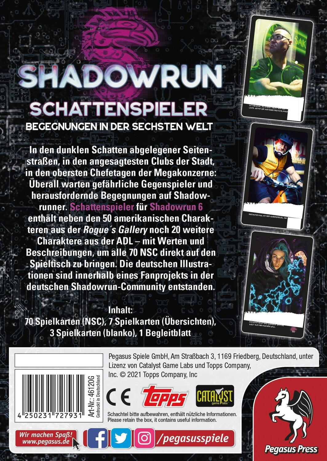 Bild: 4250231727931 | Shadowrun: Schattenspieler (Spielkarten-Set) | Spiel | Deutsch | 2021