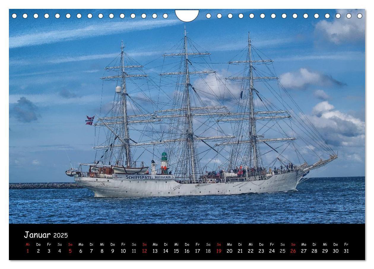 Bild: 9783435767014 | Windjammer vor Warnemünde (Wandkalender 2025 DIN A4 quer), CALVENDO...