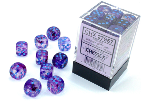 Cover: 601982032326 | Nebula® 12mm d6 Nocturnal™/blue Luminary™ Dice Block™ (36 dice)