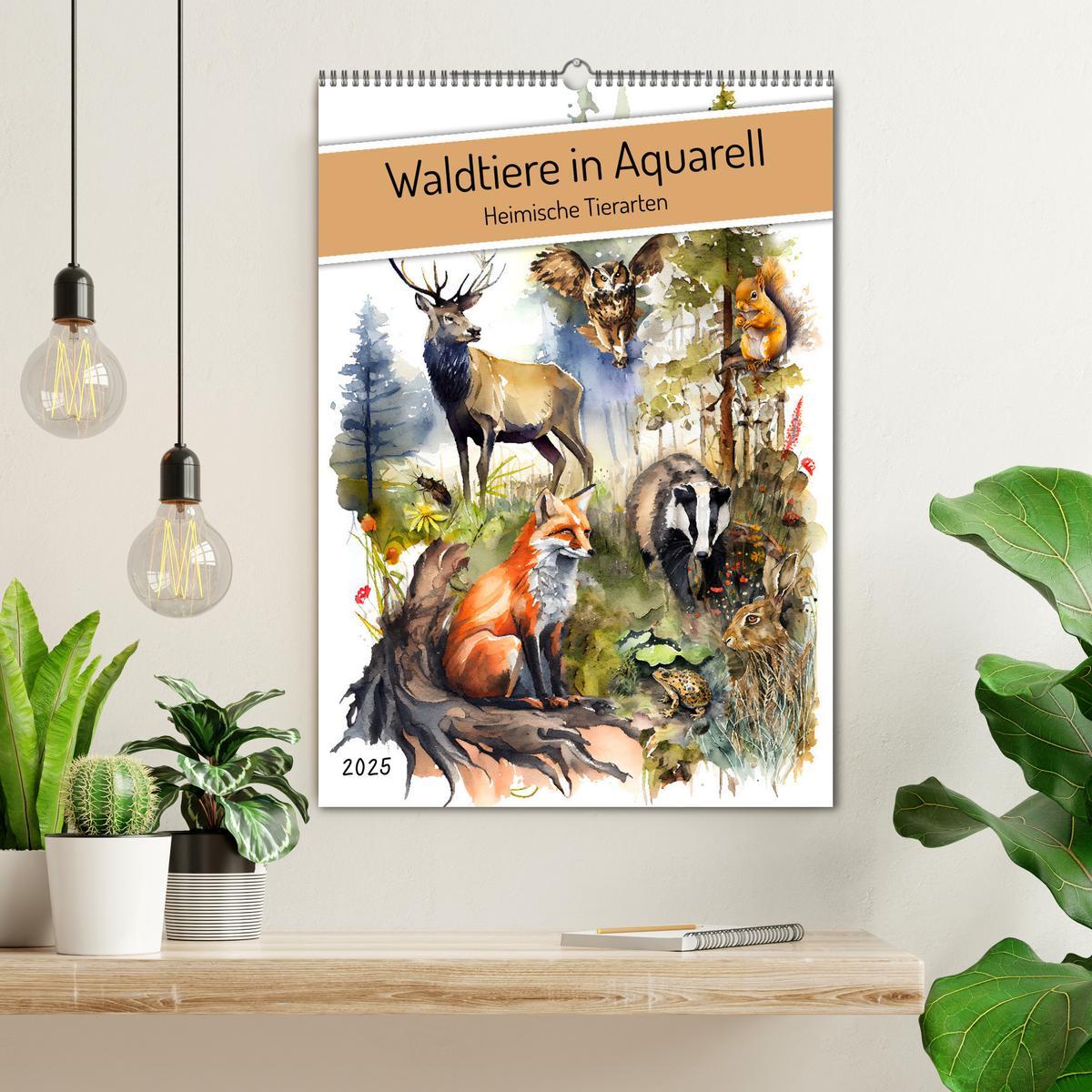 Bild: 9783435883585 | Waldtiere in Aquarell - Heimische Tierarten (Wandkalender 2025 DIN...