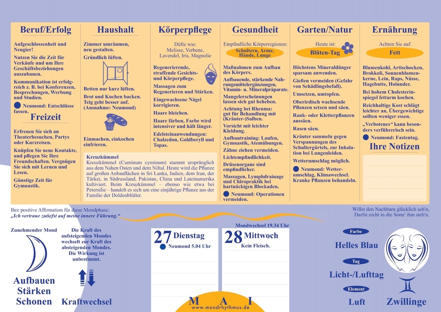 Bild: 9783932547188 | Mein Leben mit dem Mondrhythmus 2025, Taschenkalender | Edith Stadig