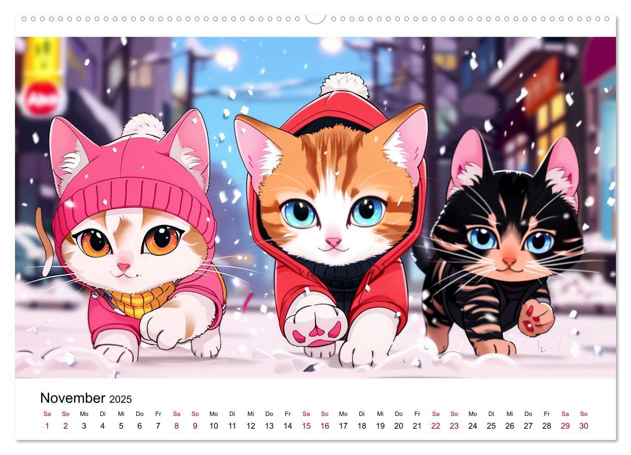 Bild: 9783457138779 | Anime Cats (Wandkalender 2025 DIN A2 quer), CALVENDO Monatskalender