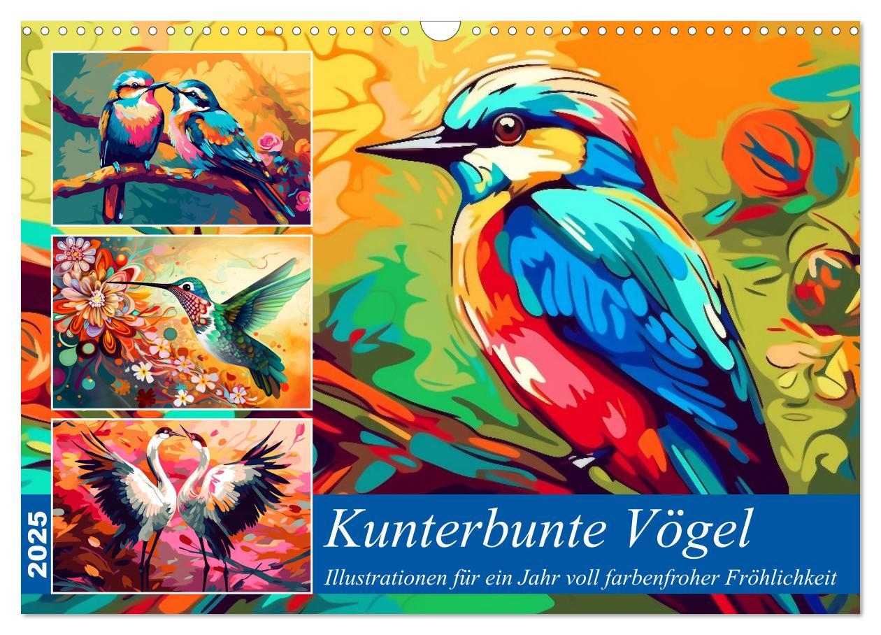 Cover: 9783383904257 | Kunterbunte Vögel (Wandkalender 2025 DIN A3 quer), CALVENDO...