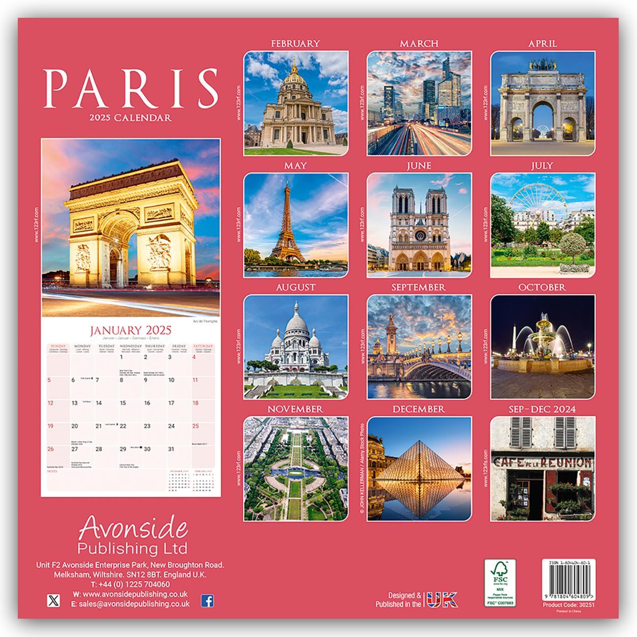 Rückseite: 9781804604809 | Paris 2025 - 16-Monatskalender | Avonside Publishing Ltd | Kalender