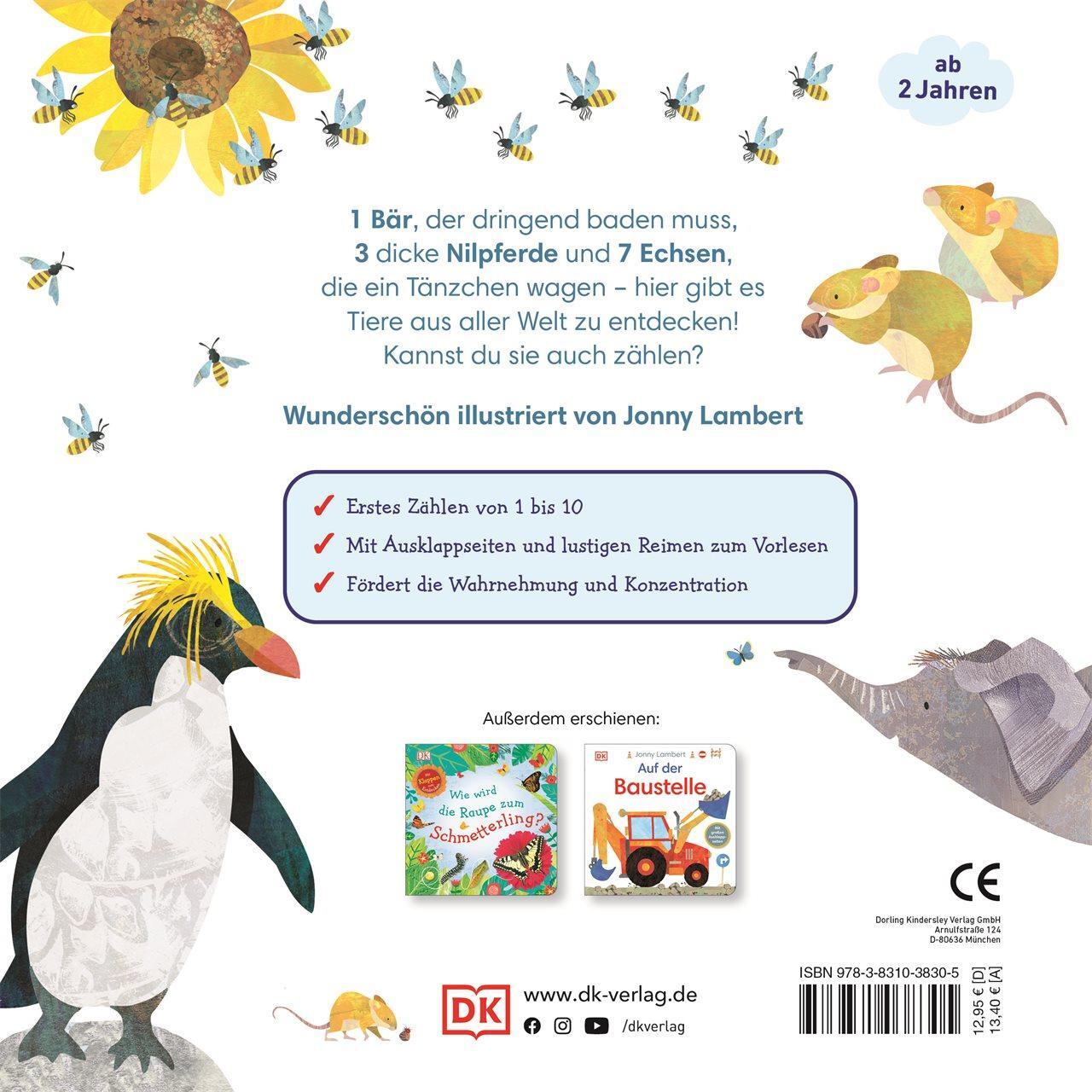 Rückseite: 9783831038305 | Tiere zählen 1 2 3 | Pappbilderbuch mit Ausklappseiten ab 2 Jahren