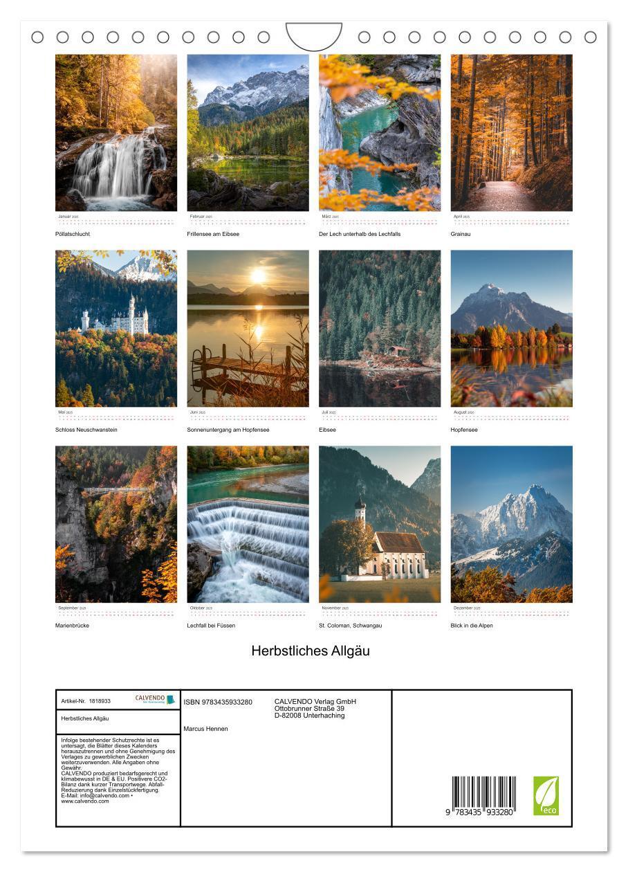 Bild: 9783435933280 | Herbstliches Allgäu (Wandkalender 2025 DIN A4 hoch), CALVENDO...