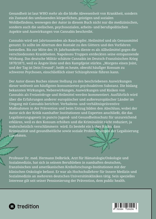 Rückseite: 9783384269256 | Cannabis und Gesundheit | Licht und Schatten des Anspruchs auf Rausch