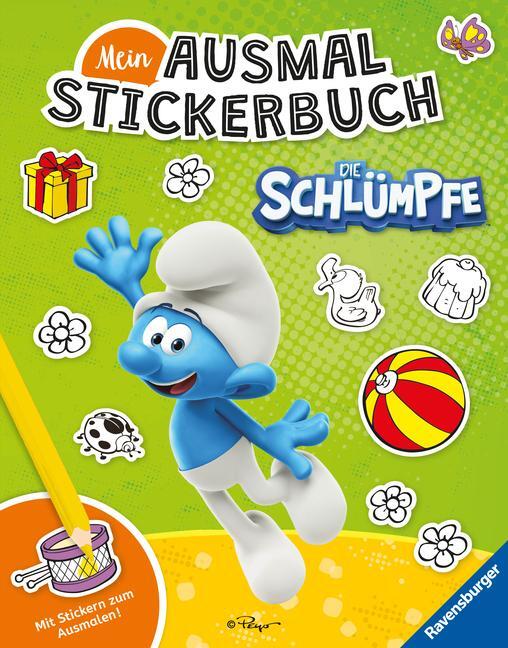 Cover: 9783473497775 | Ravensburger Mein Ausmalstickerbuch Die Schlümpfe - Großes Buch mit...