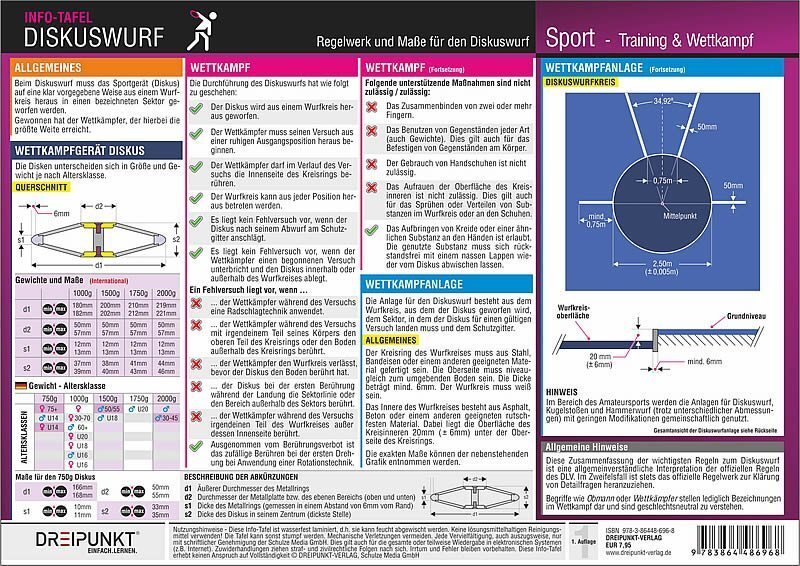 Cover: 9783864486968 | Diskuswurf | Regelwerk und Maße für den Diskuswurf. | GmbH | Poster