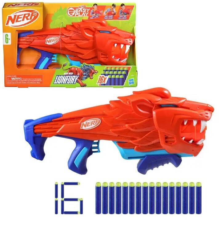 Cover: 5010996212160 | Hasbro F8646EU4 - Nerf Junior Wild Lionfury Blaster mit 16 Darts