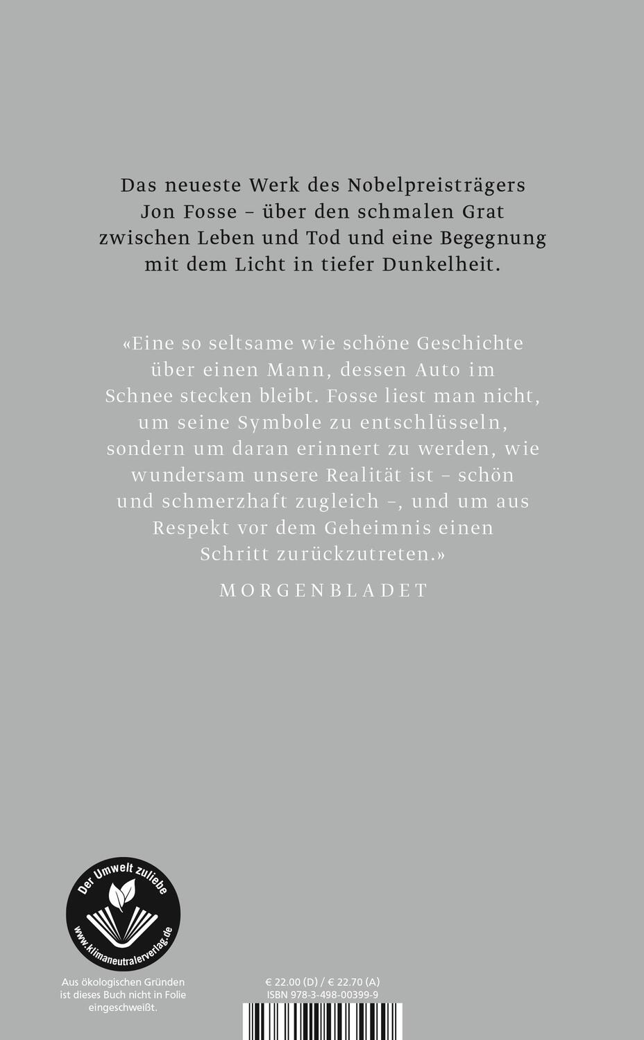 Rückseite: 9783498003999 | Ein Leuchten | Jon Fosse | Buch | 80 S. | Deutsch | 2023 | Rowohlt