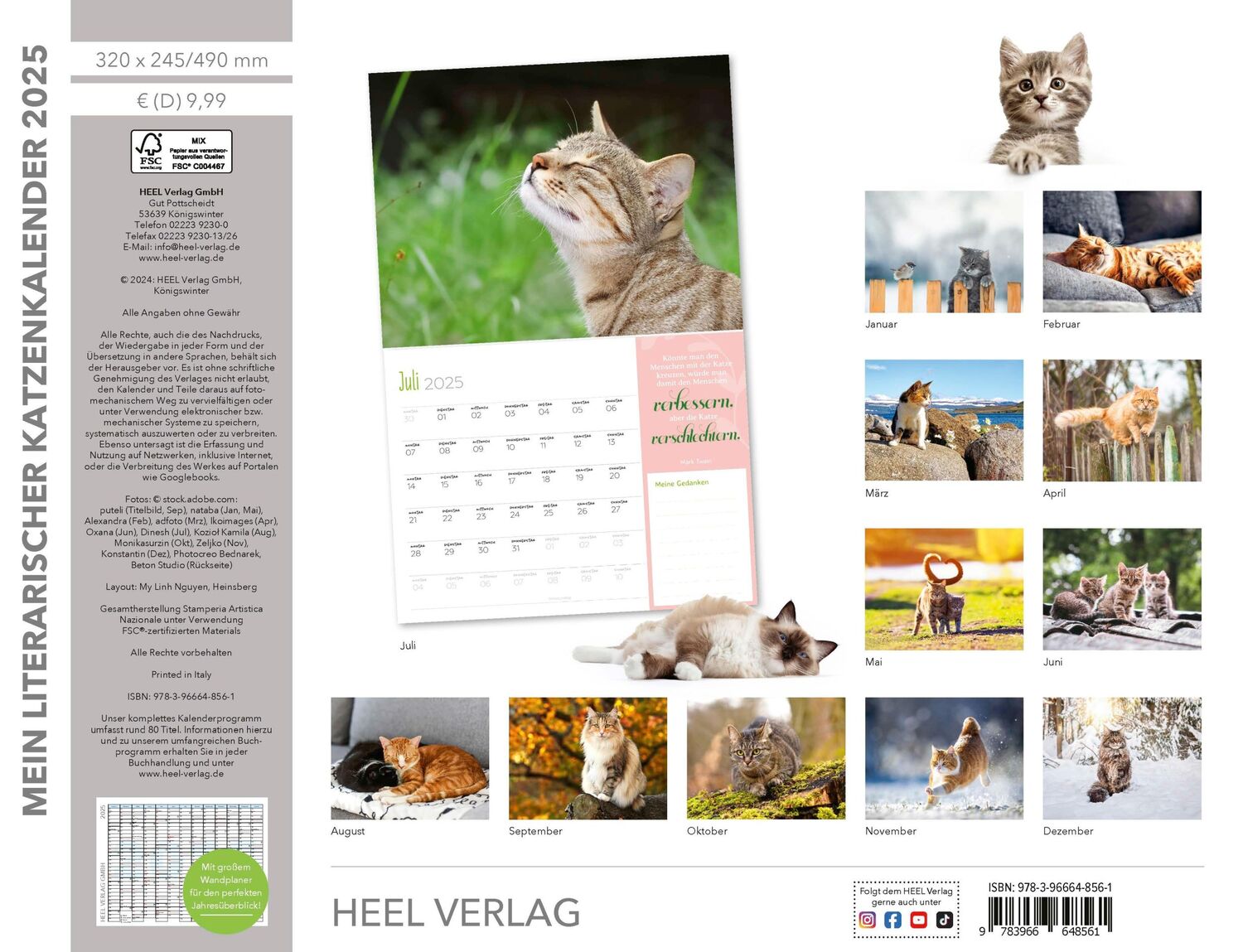 Bild: 9783966648561 | Mein Literarischer Katzenkalender 2025 Wandkalender | Kalender | 14 S.