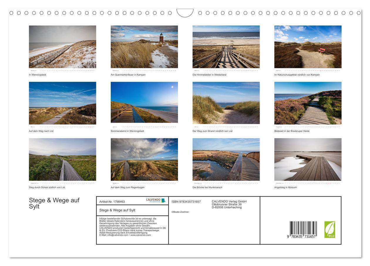 Bild: 9783435731657 | Stege &amp; Wege auf Sylt (Wandkalender 2025 DIN A3 quer), CALVENDO...